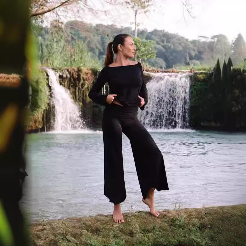 High Waist Irregular Casual Pants Yoga Cropped Pants