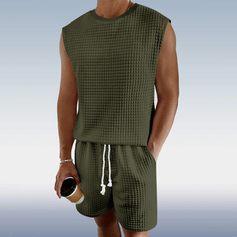 Small Plaid Sleeveless Tank Top Shorts Two-piece Set