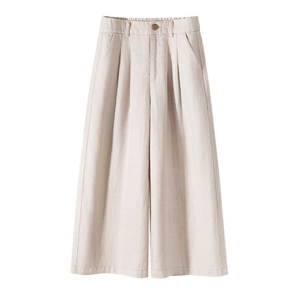Thin Casual Straight-leg Cotton And Linen Wide-leg Pants