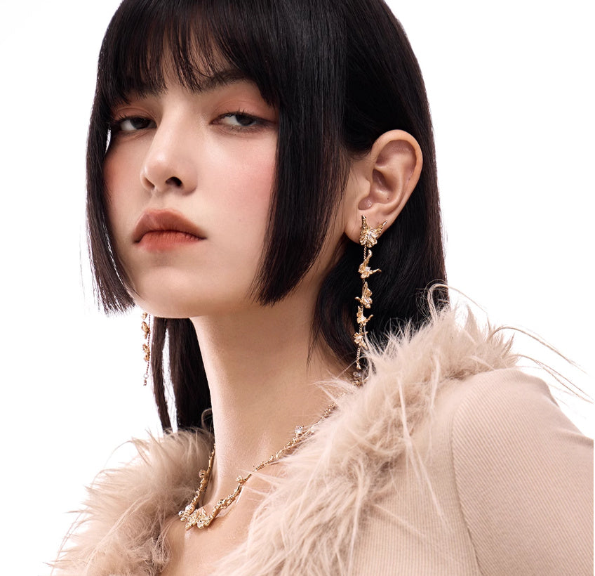 Vintage Tassel Multi-layer Gold Butterfly Earrings