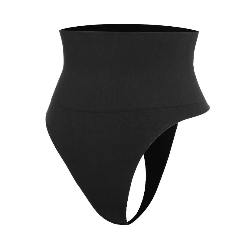 Mid Waist Seamless T-back Belly Striped Briefs High Elastic Plus Fishbone Thin Women&