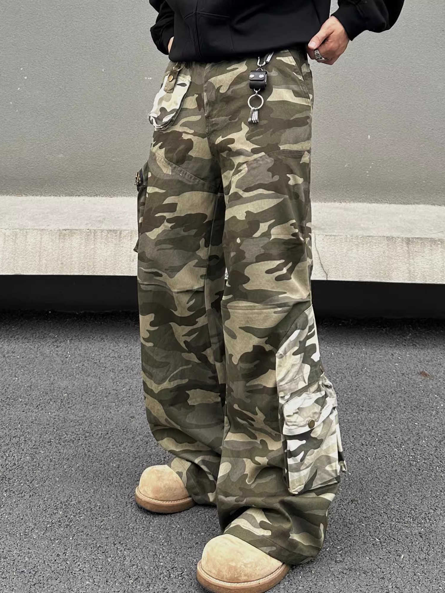 Stitched Camouflage Overalls Men&