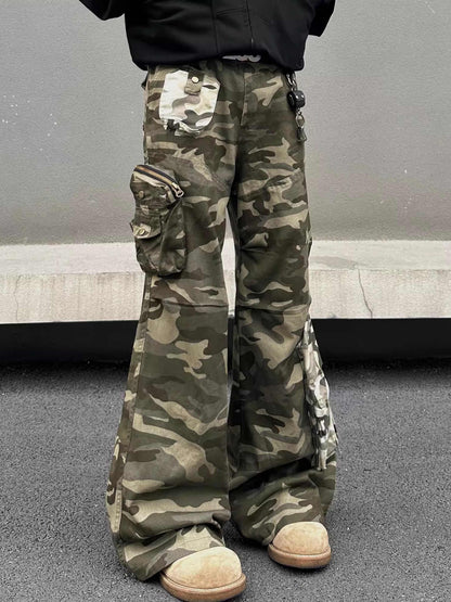 Stitched Camouflage Overalls Men&