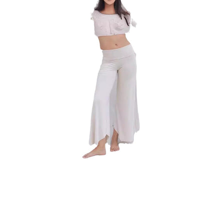 High Waist Irregular Casual Pants Yoga Cropped Pants