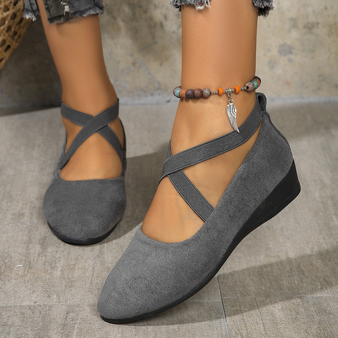 Pointed Toe Wedge Sports Casual Shoes For Women