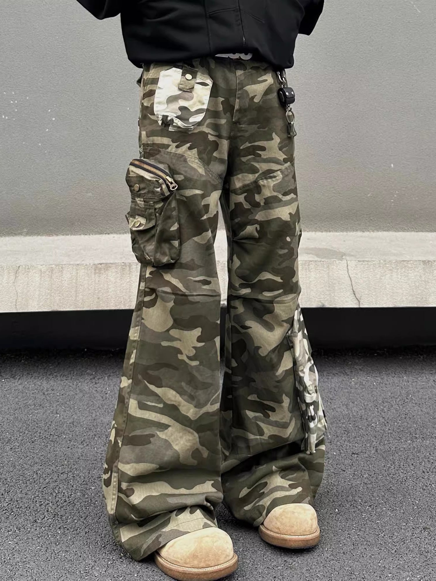 Stitched Camouflage Overalls Men&