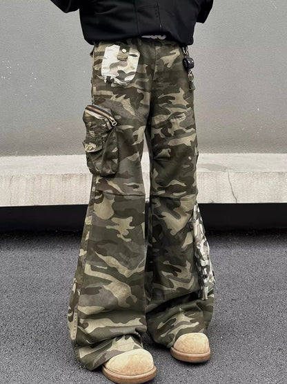 Stitched Camouflage Overalls Men&