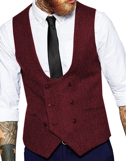 Retro Casual Herringbone Pattern Men&