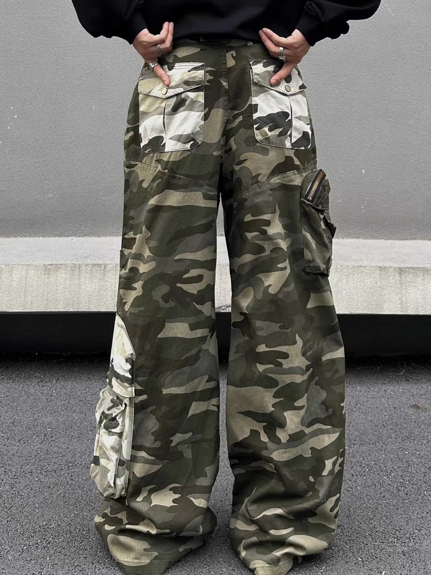 Stitched Camouflage Overalls Men&