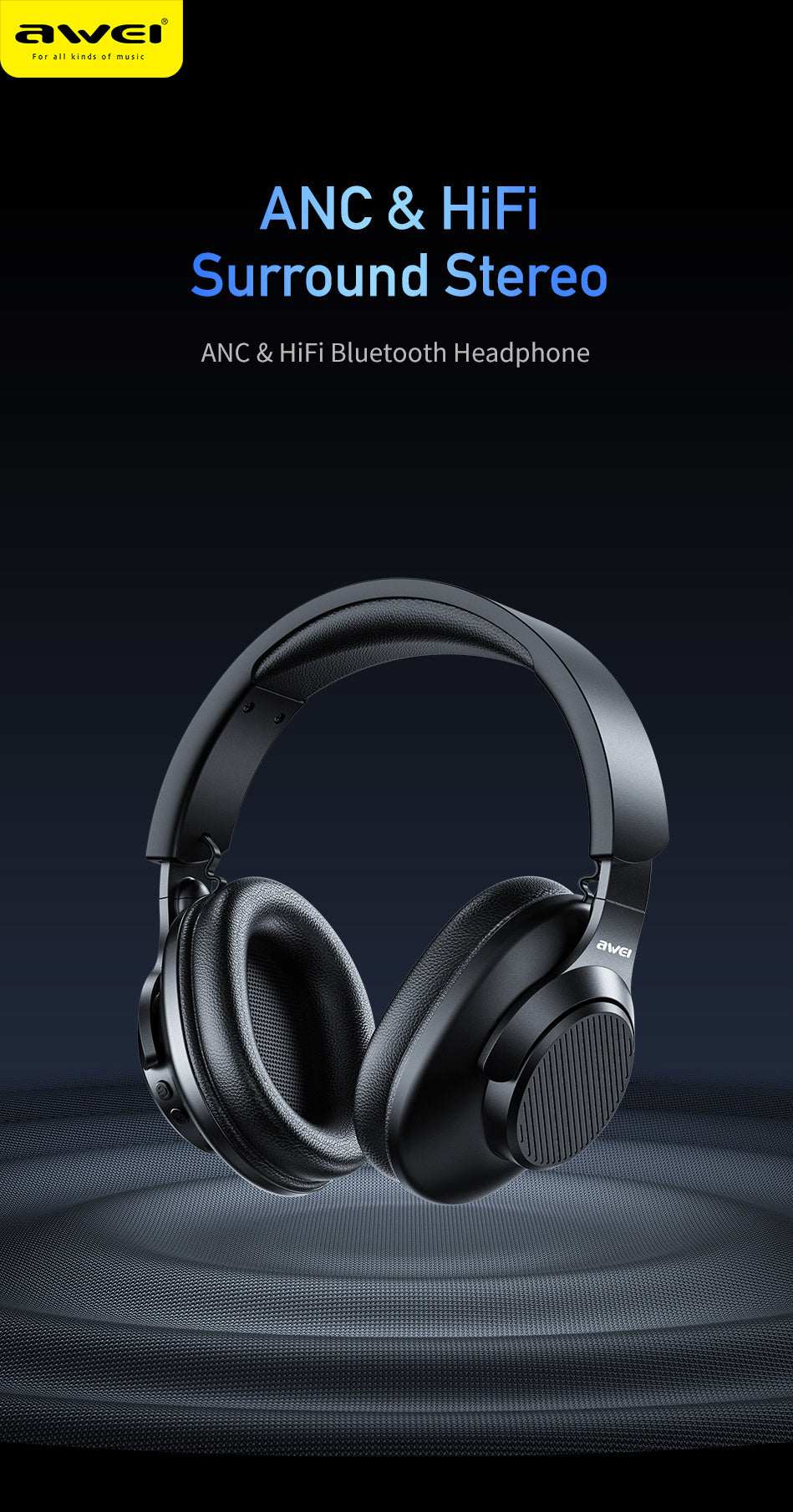 AWEI ANC Active Noise Cancelling Bluetooth Headset