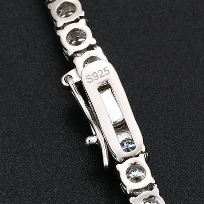 Moissanite 925 Sterling Silver Hip Hop Single Row Men&