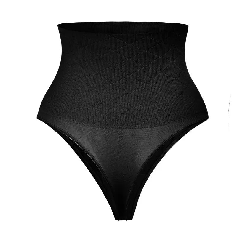 Mid Waist Seamless T-back Belly Striped Briefs High Elastic Plus Fishbone Thin Women&