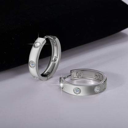 S925 Silver Simple 6 Diamond Moissanite Fashion High Sense Female Earrings