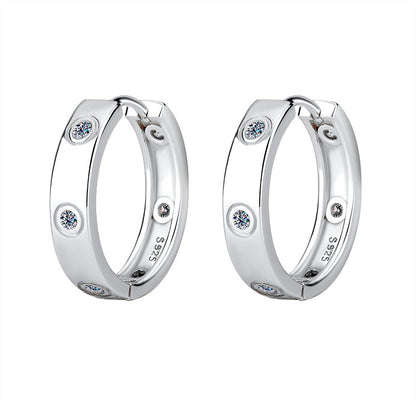 S925 Silver Simple 6 Diamond Moissanite Fashion High Sense Female Earrings