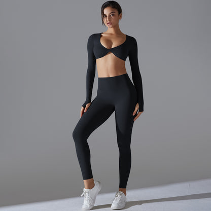 Yoga Clothes Sports Push Up Long Sleeve Workout Clothes Suit
