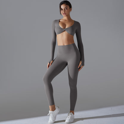 Yoga Clothes Sports Push Up Long Sleeve Workout Clothes Suit