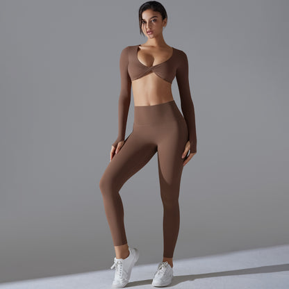 Yoga Clothes Sports Push Up Long Sleeve Workout Clothes Suit