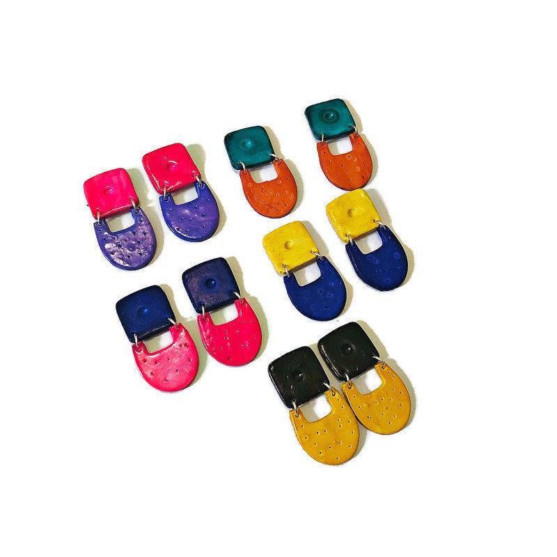 Black &amp; Yellow Clip On Earrings for Non Pierced Ears- &quot;Val&quot;-2