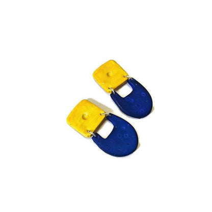 Black &amp; Yellow Clip On Earrings for Non Pierced Ears- &quot;Val&quot;-5