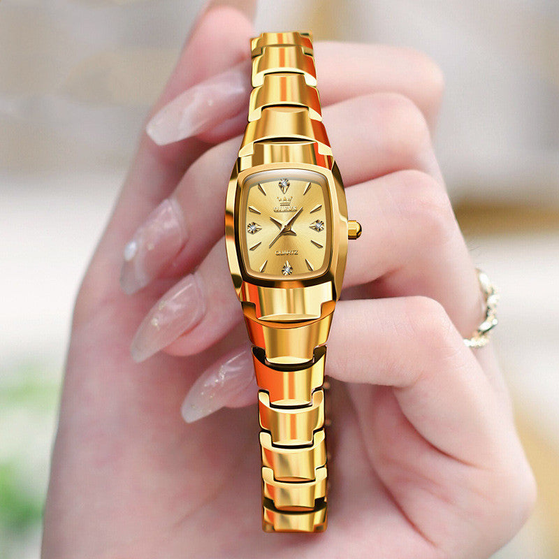 Tungsten Steel Quartz Watch Women&