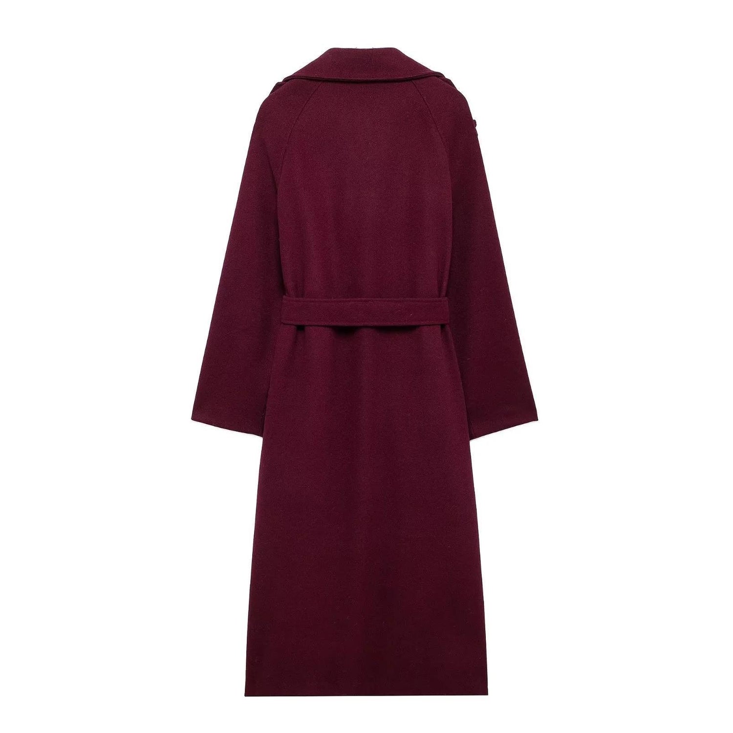 Fashion Lapel Woolen Coat With Belt Winter Double-breasted Trench Long Jacket For Women Clothing