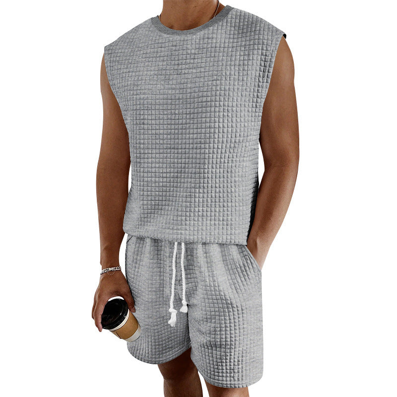 Small Plaid Sleeveless Tank Top Shorts Two-piece Set