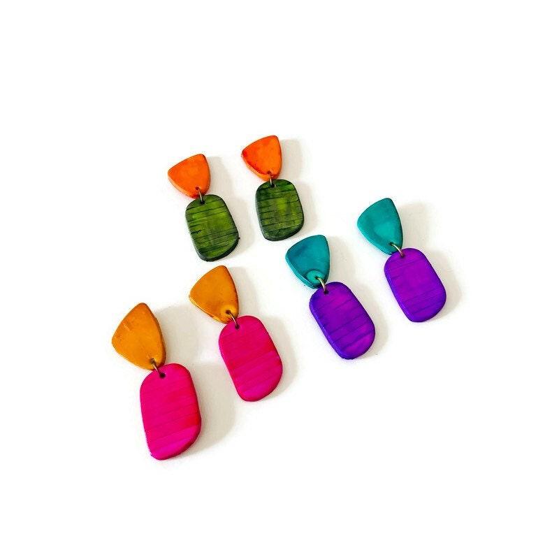 Cute Clip On Earrings Pink &amp; Yellow-2