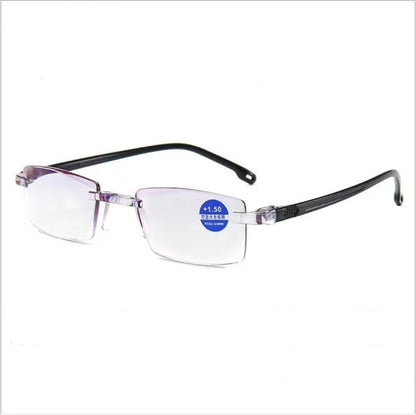 Trimming Diamond Fashion Presbyopic Glasses Anti-blue Light Frameless Men And Women Glasses For The Elderly