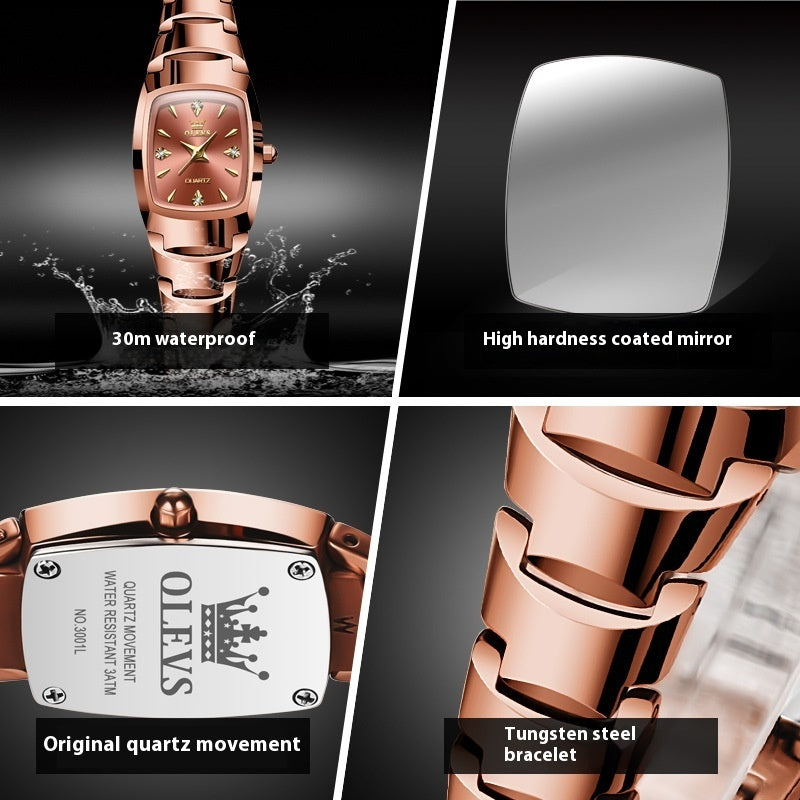Tungsten Steel Quartz Watch Women&