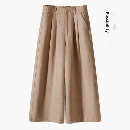 Thin Casual Straight-leg Cotton And Linen Wide-leg Pants