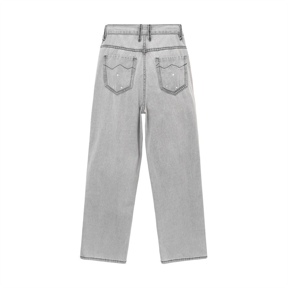 Men Splash Loose Casual Straight Trousers