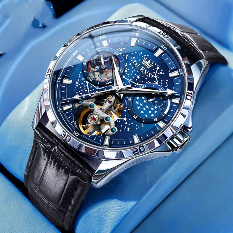 Fashion Starry Sky Mechanical Watch Business Hollow Waterproof Men